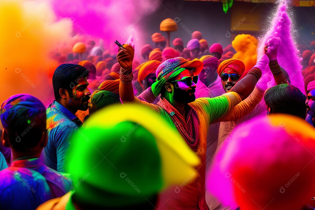 Pessoas indianas comemorando o festival das cores