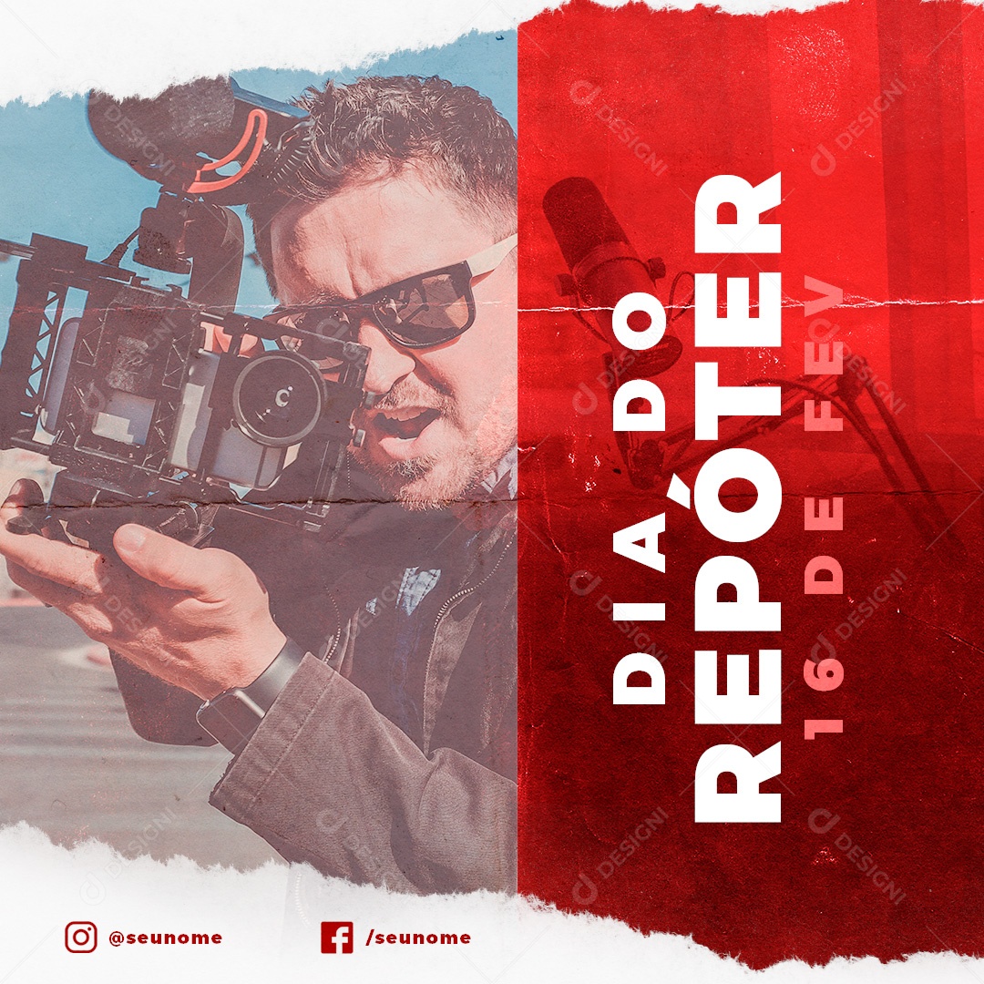 Dia Do Repórter 16 de Fevereiro Social Media PSD Editável
