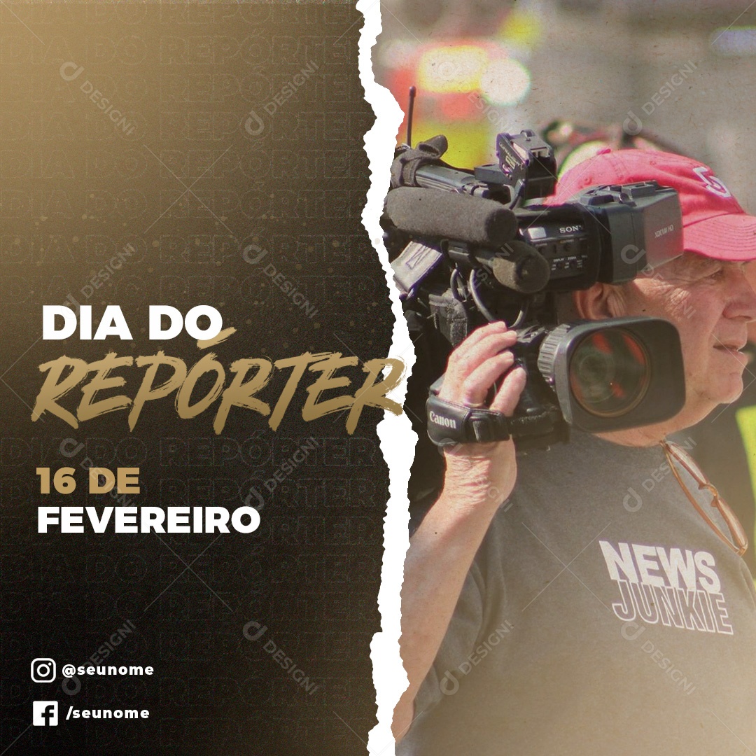 Dia Do Repórter 16 de Fevereiro Social Media PSD Editável