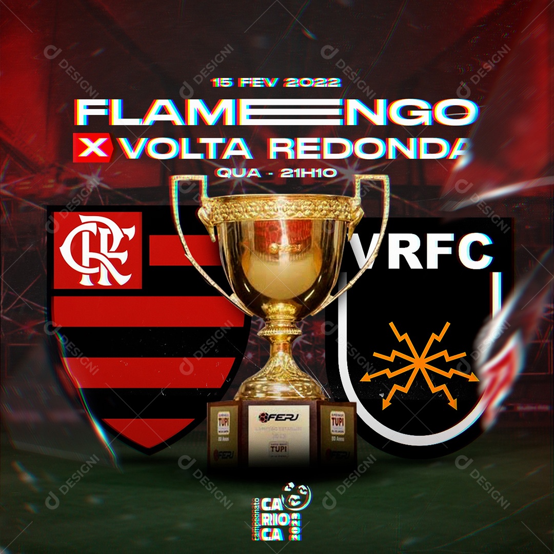 Flamengo x Volta Redonda Carioca Championship Soccer Social Media PSD Editable