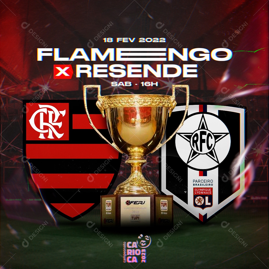Flamengo  x Resende Campeonato Carioca Futebol Social Media PSD Editável