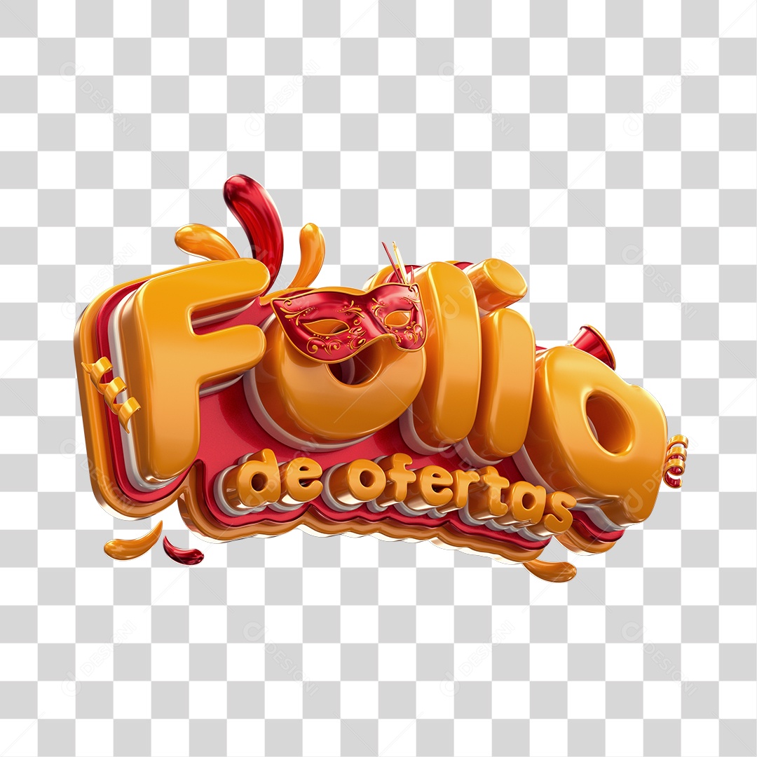 Selo 3D de Carnaval Folia de oferta