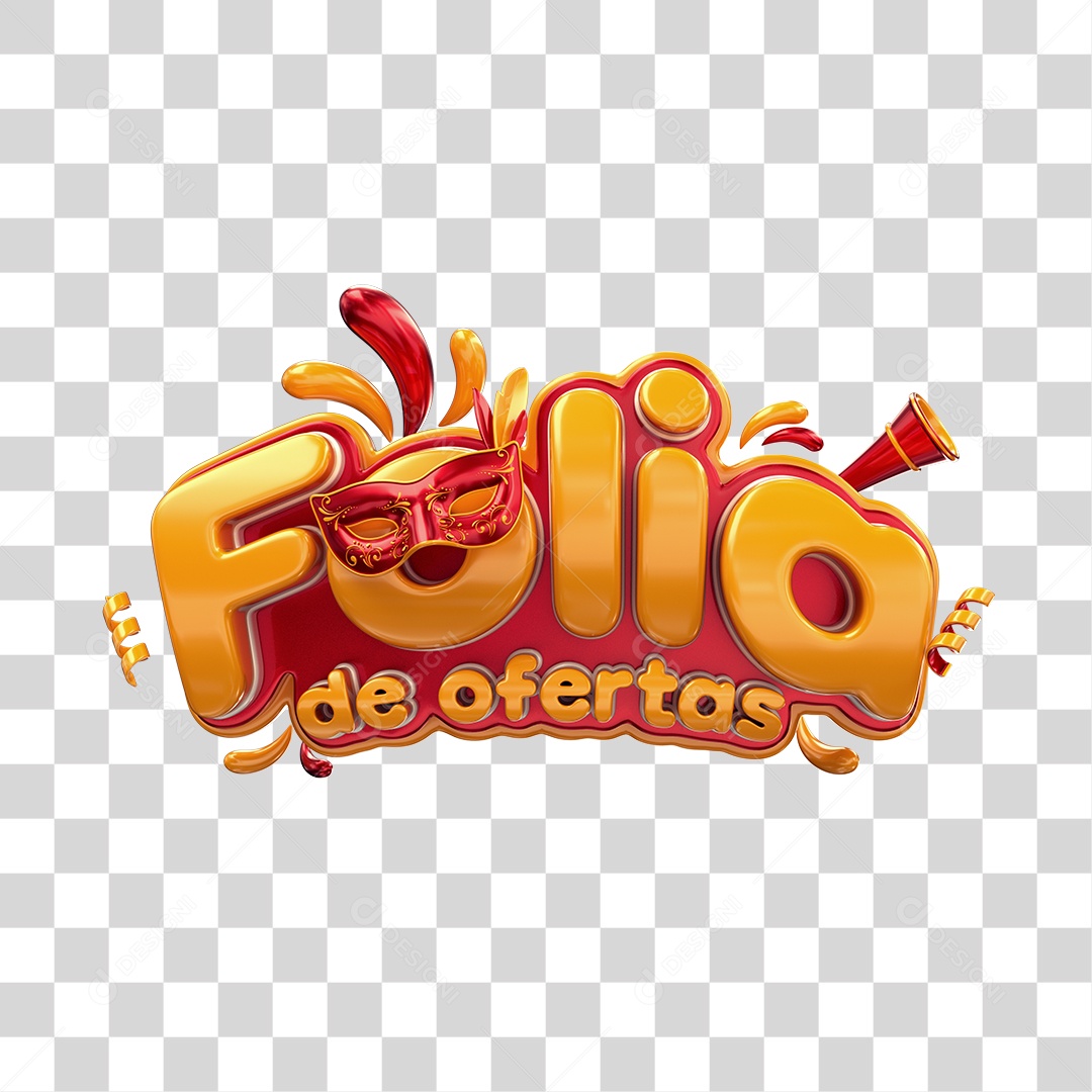 Selo 3D de Carnaval Folia de oferta