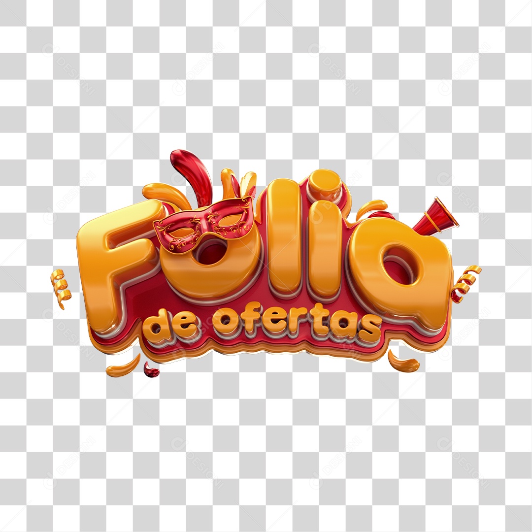 Selo 3D de Carnaval Folia de oferta