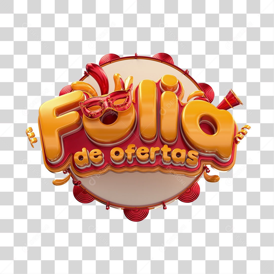 Selo 3D de Carnaval Folia de oferta