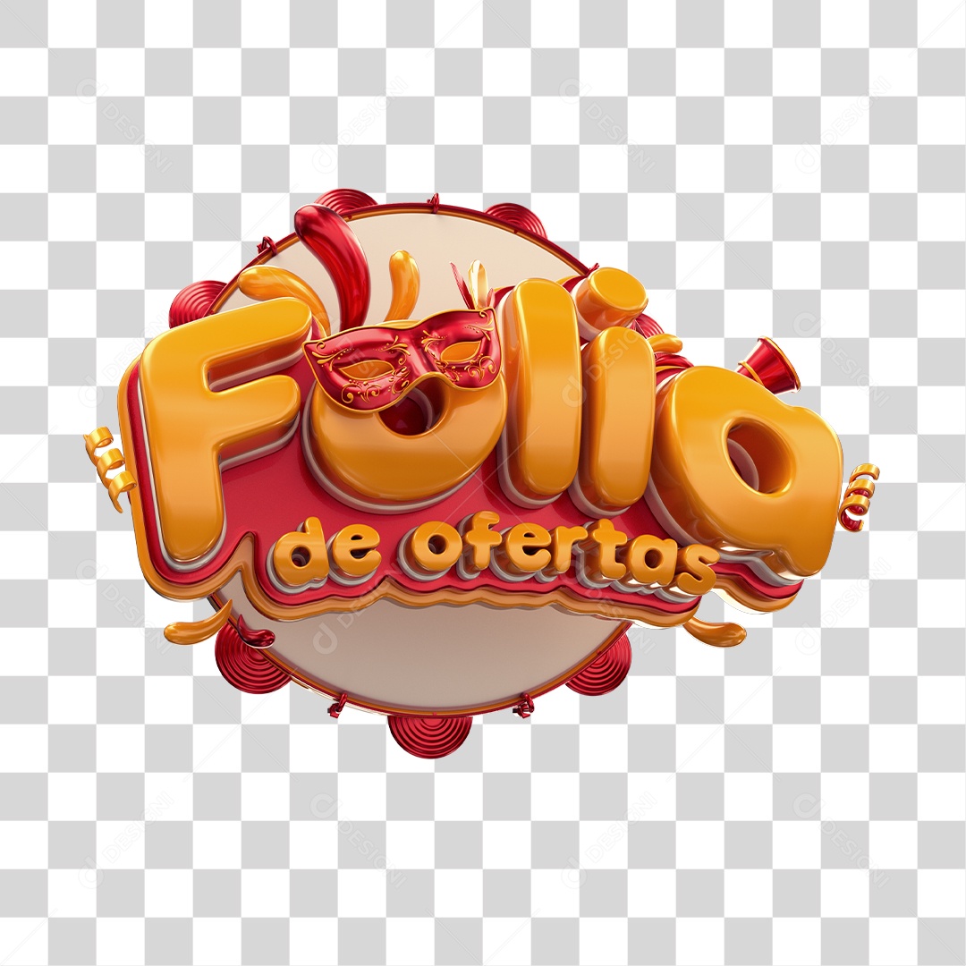 Selo 3D de Carnaval Folia de oferta