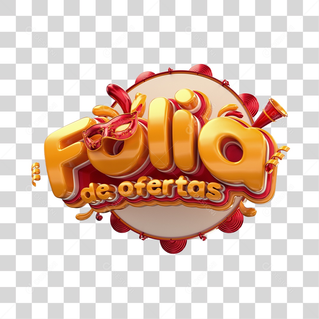Selo 3D de Carnaval Folia de oferta