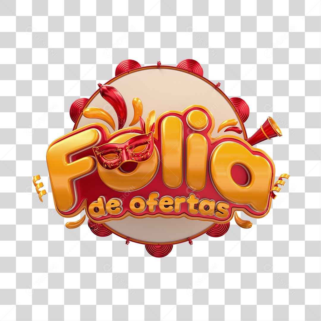 Selo 3D de Carnaval Folia de oferta