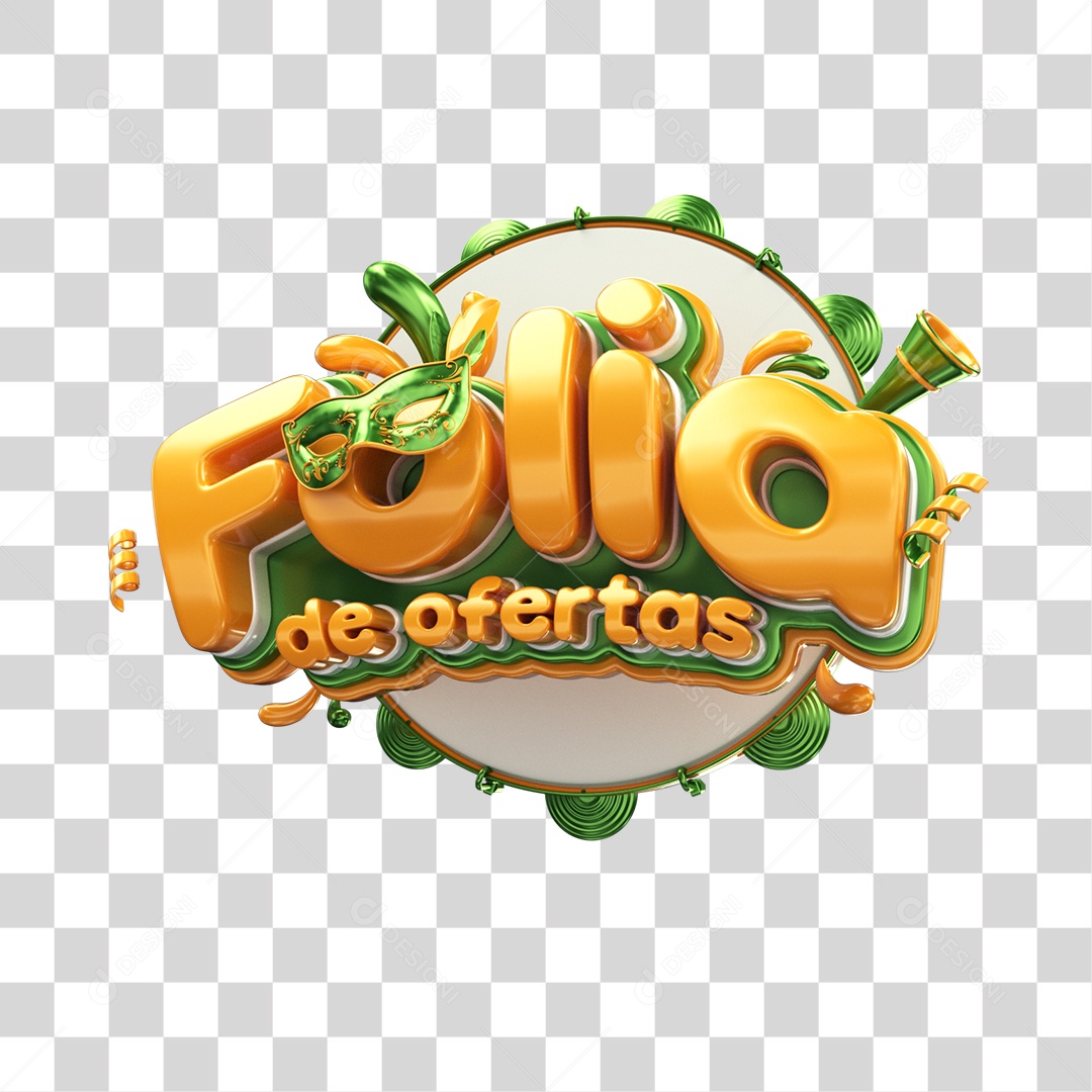 Selo 3D de Carnaval Folia de oferta