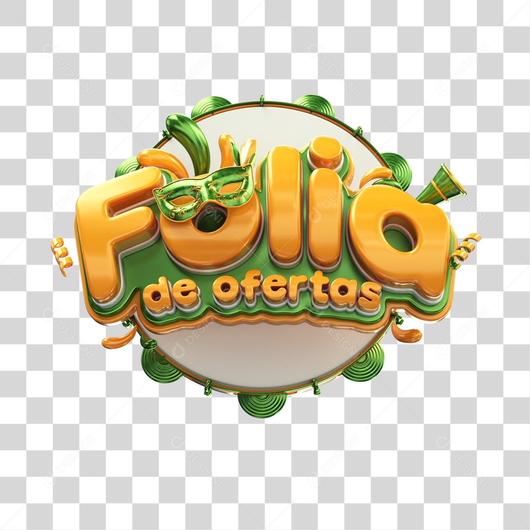 Selo 3D de Carnaval Folia de oferta