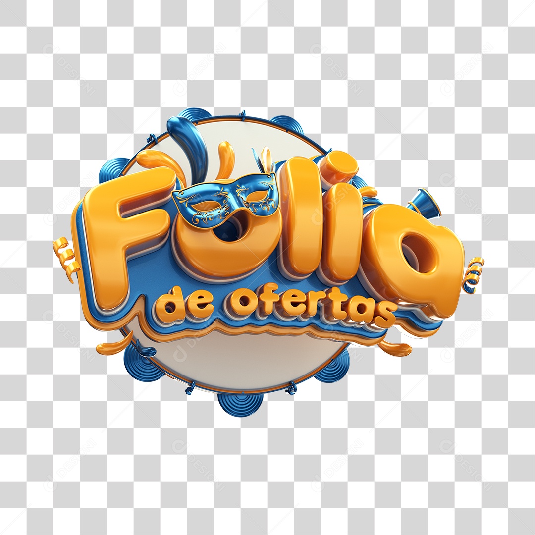 Selo 3D de Carnaval Folia de oferta