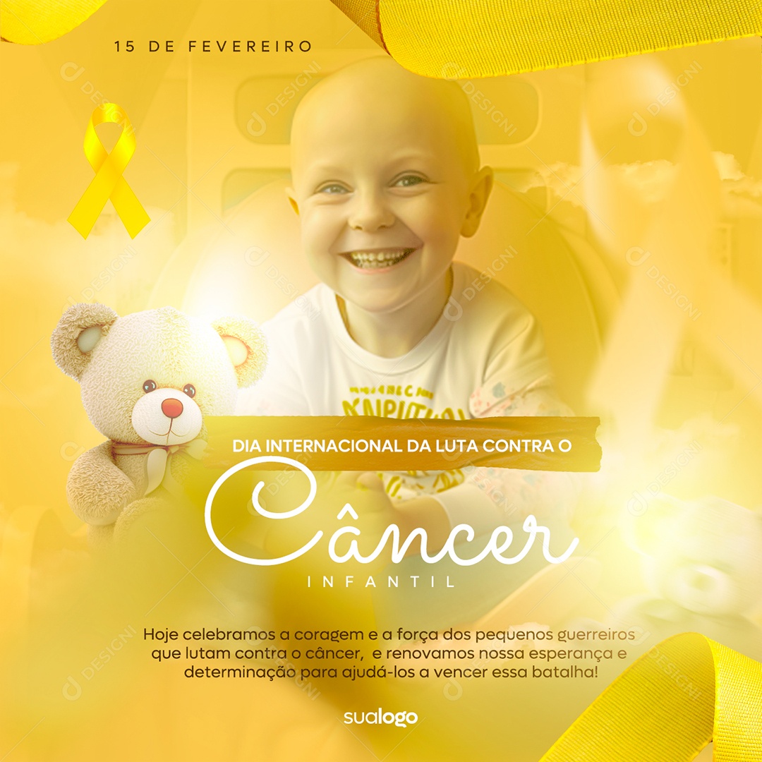 Hoje Celebramos a Coragem Dia Internacional do Câncer na Infância Social Media PSD Editável