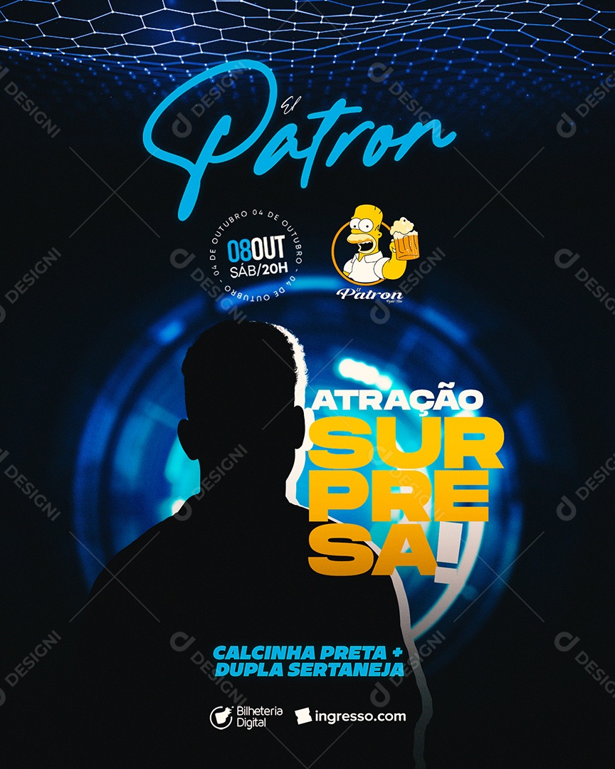 Social Media Atração Supresa El Patron Calcinha Preta Flyer PSD Editável