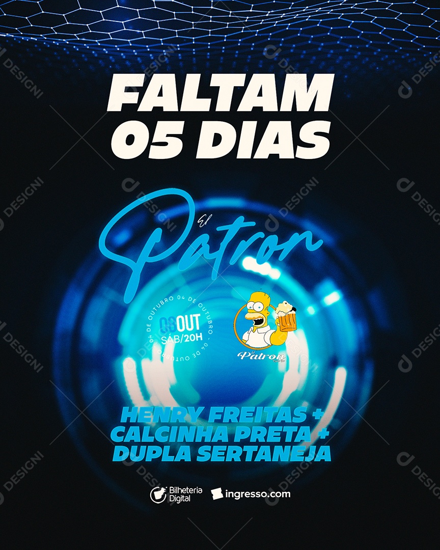 Falta 5 Dias El Patron Henry Freitas Calcinha Preta Flyer Social Media PSD Editável