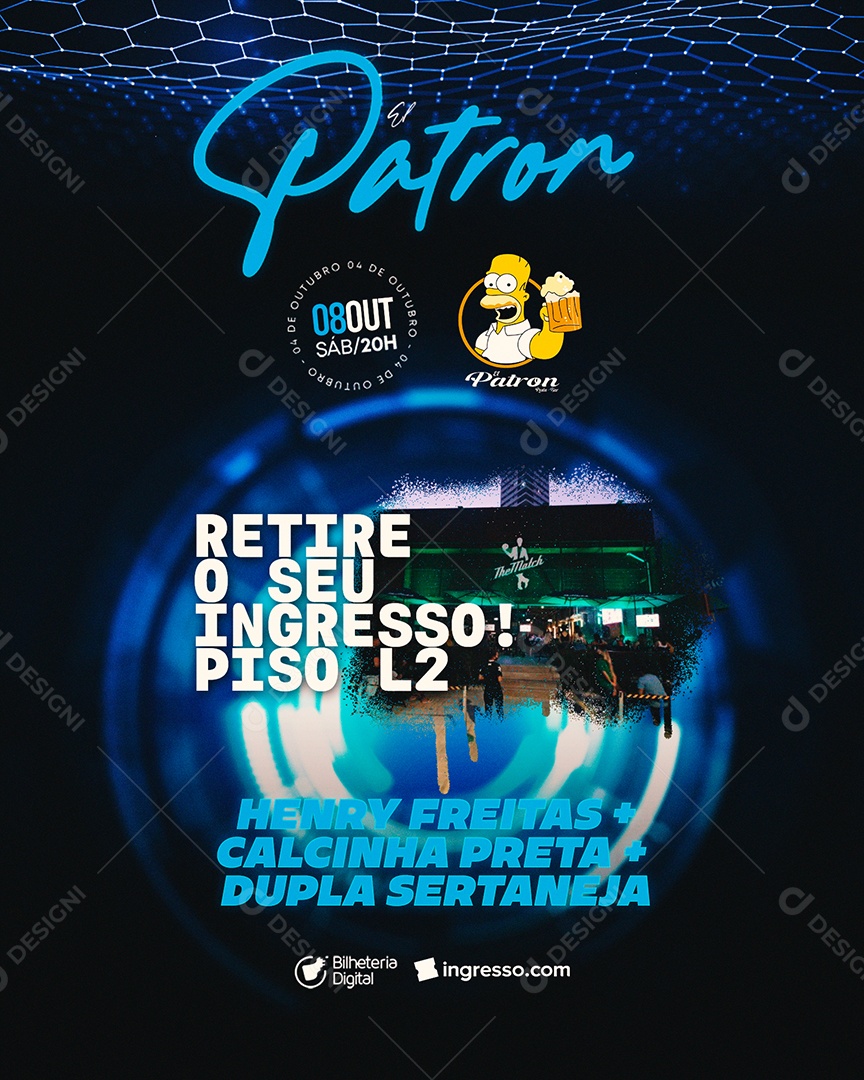 Retire o Seu Ingresso Henry Freitas Calcinha Preta Flyer Social Media PSD Editável