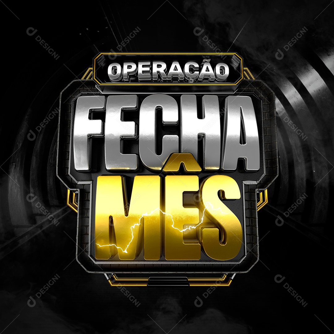 Operação Fecha Mês Selo 3D para Composição PSD