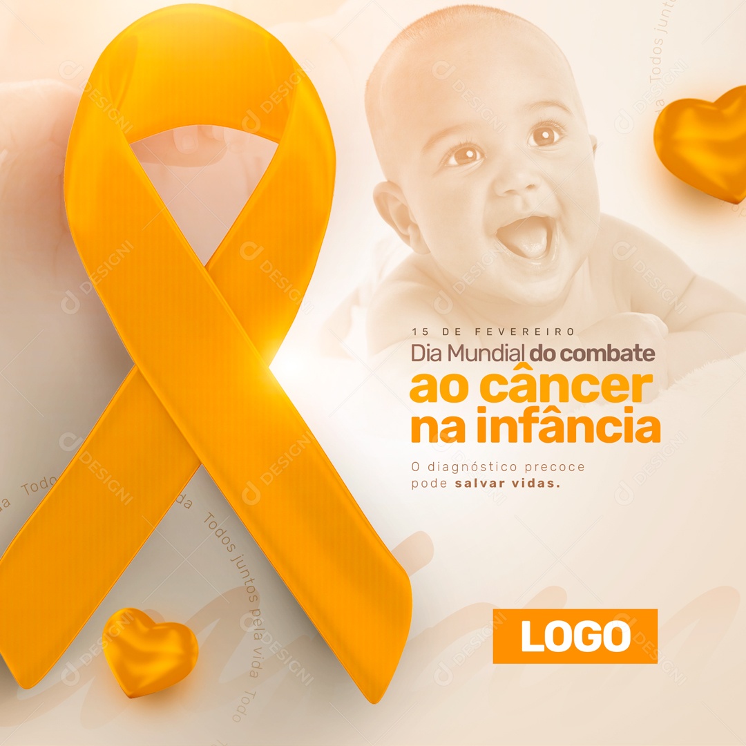 Dia Internacional do Câncer na Infância 15 de Fevereiro Social Media PSD Editável