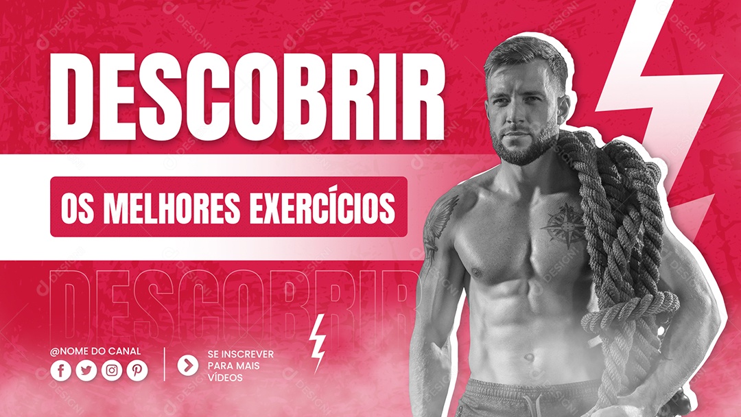 Modelo de Capa do Youtube Thumbnail Academia PSD