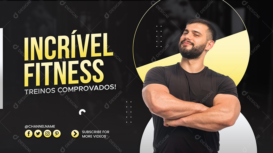 Modelo de Capa do Youtube Thumbnail Academia PSD