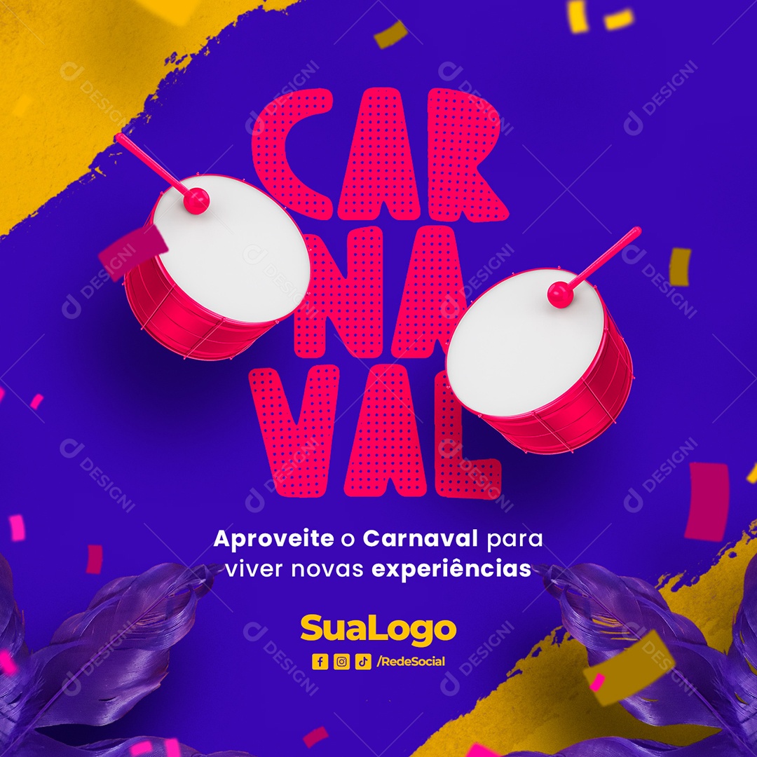 Aproveite o Carnaval para Viver Novas Experiências Carnaval Social Media PSD Editável