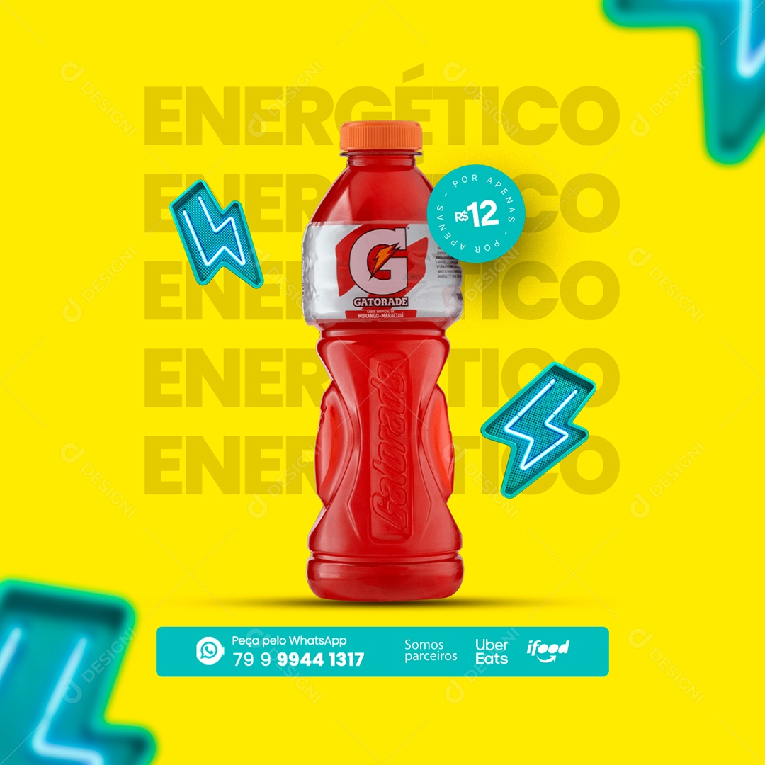Energético 12,00 Distribuidora de Bebida Social Media PSD Editável