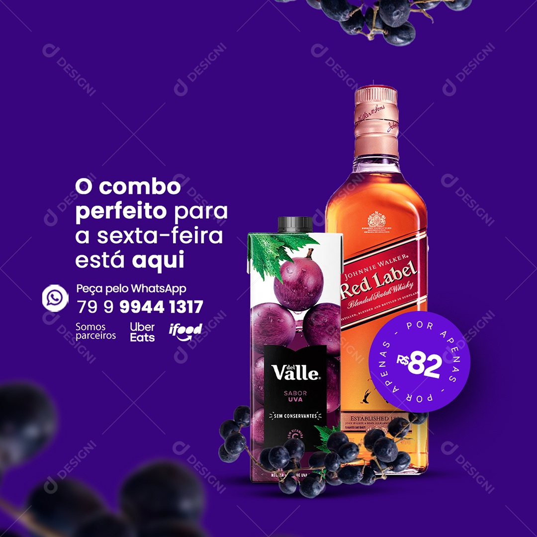 The Perfect Friday Combo Is Here Del Valle Red Label 82.00 Editable Social Media PSD Drink Dispenser