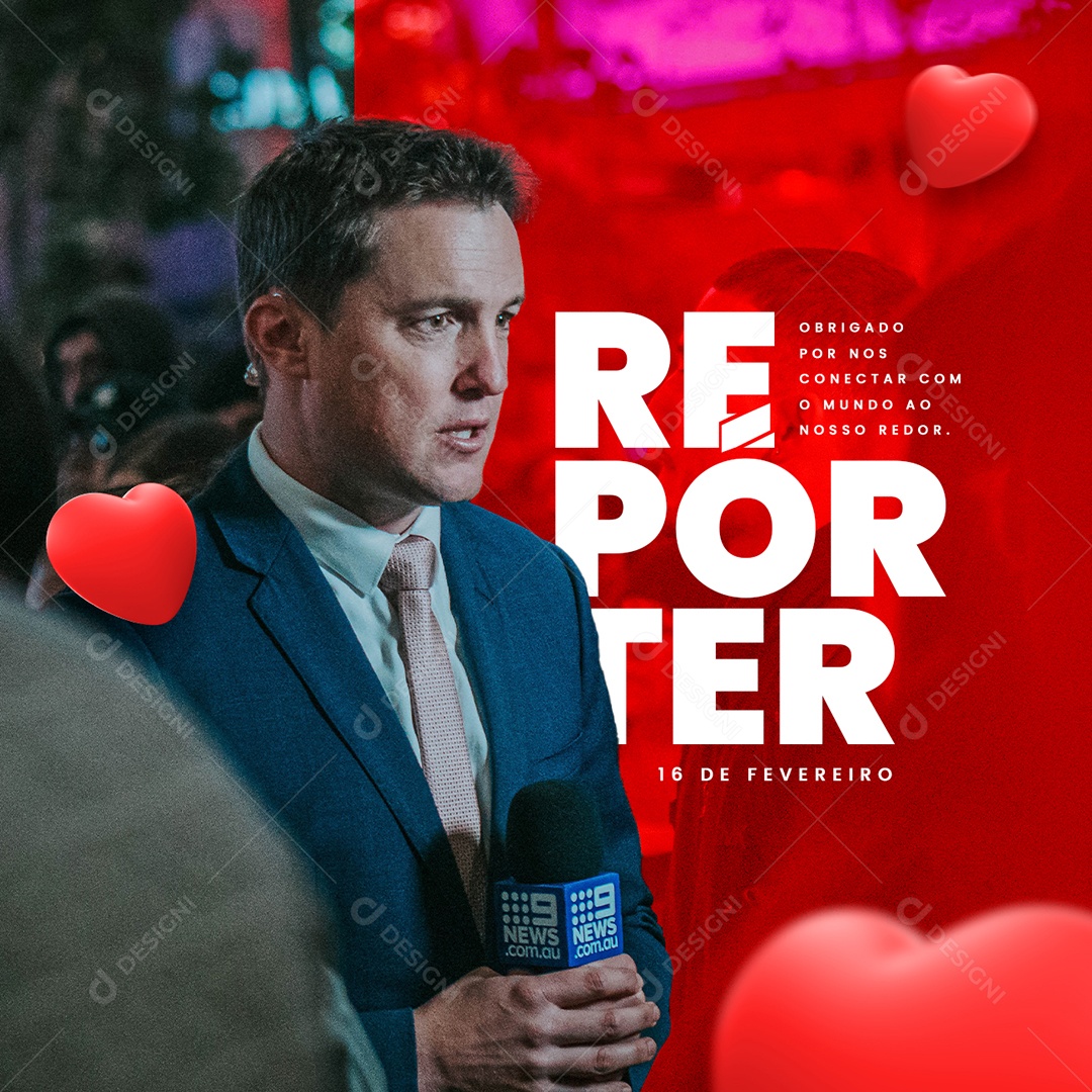 Obrigado Por Nos Conectar Com o Mundo Ao Nosso Redor Dia Do Repórter Social Media PSD Editável