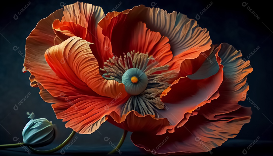 Flor de papoula de primavera realista 3D