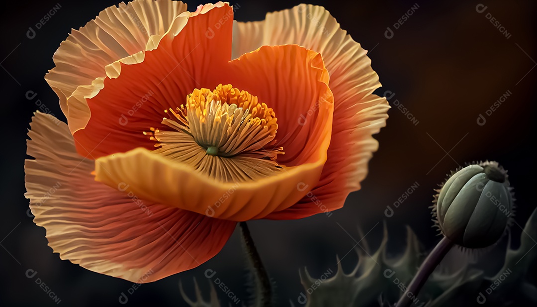 Flor de papoula de primavera realista 3D