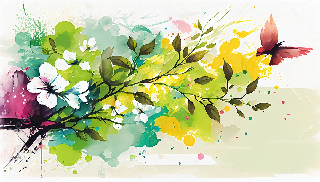 Vector fundo de primavera aquarela