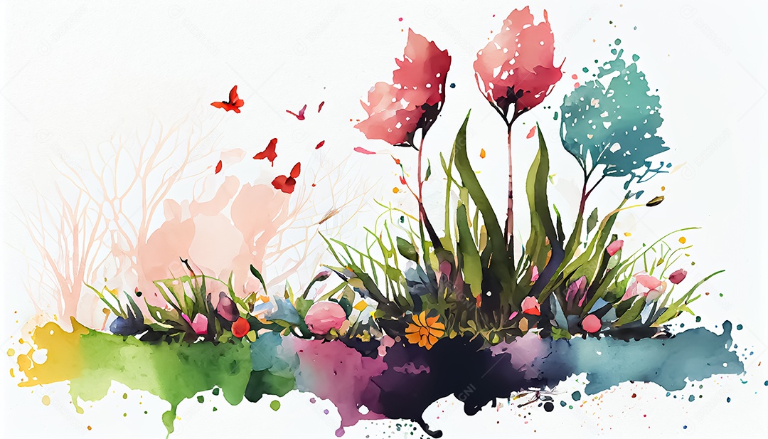 Vector fundo de primavera aquarela