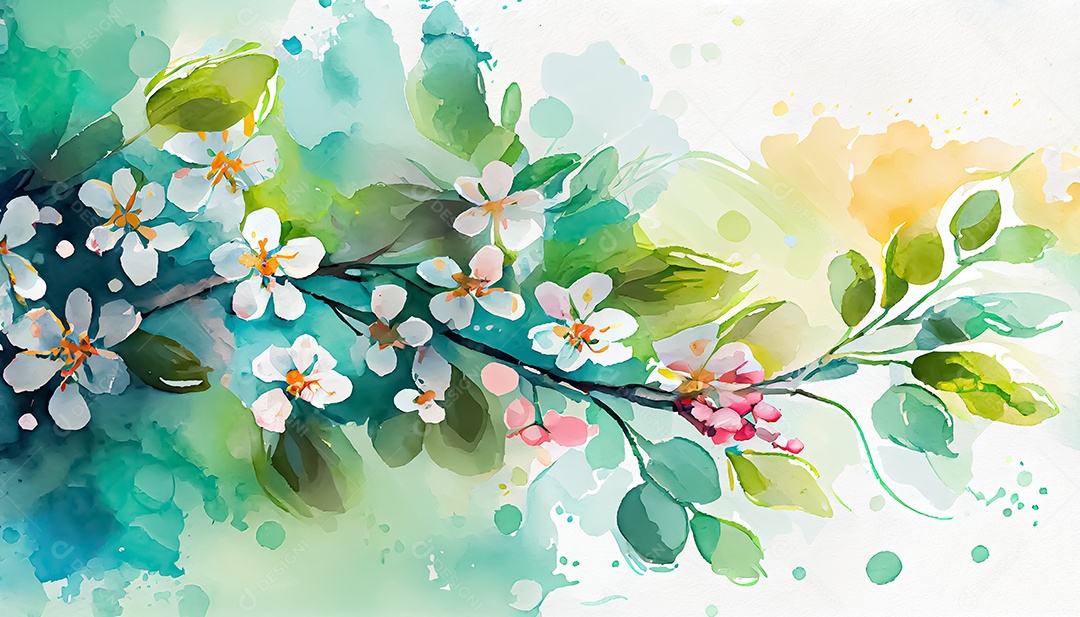 Vector fundo de primavera aquarela