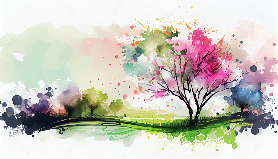 Vector fundo de primavera aquarela