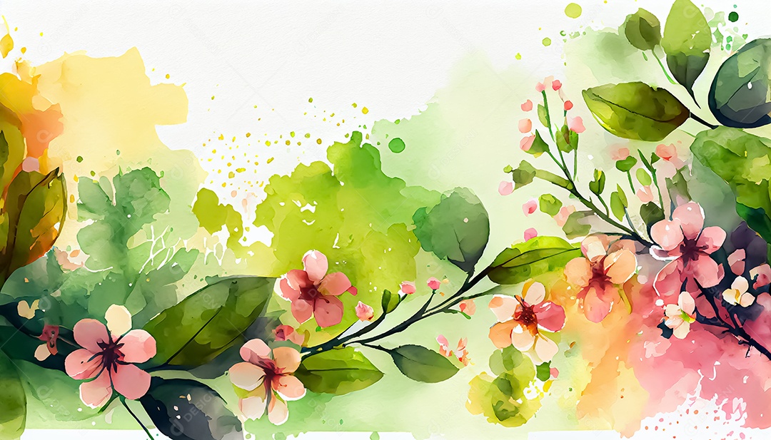 Vector fundo de primavera aquarela