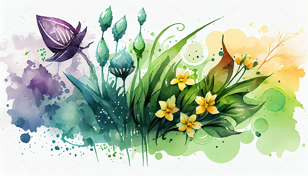 Vector fundo de primavera aquarela