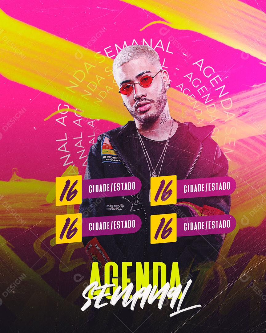 Agenda Semanal Mc Kevinho Flyer Social Media PSD Editável