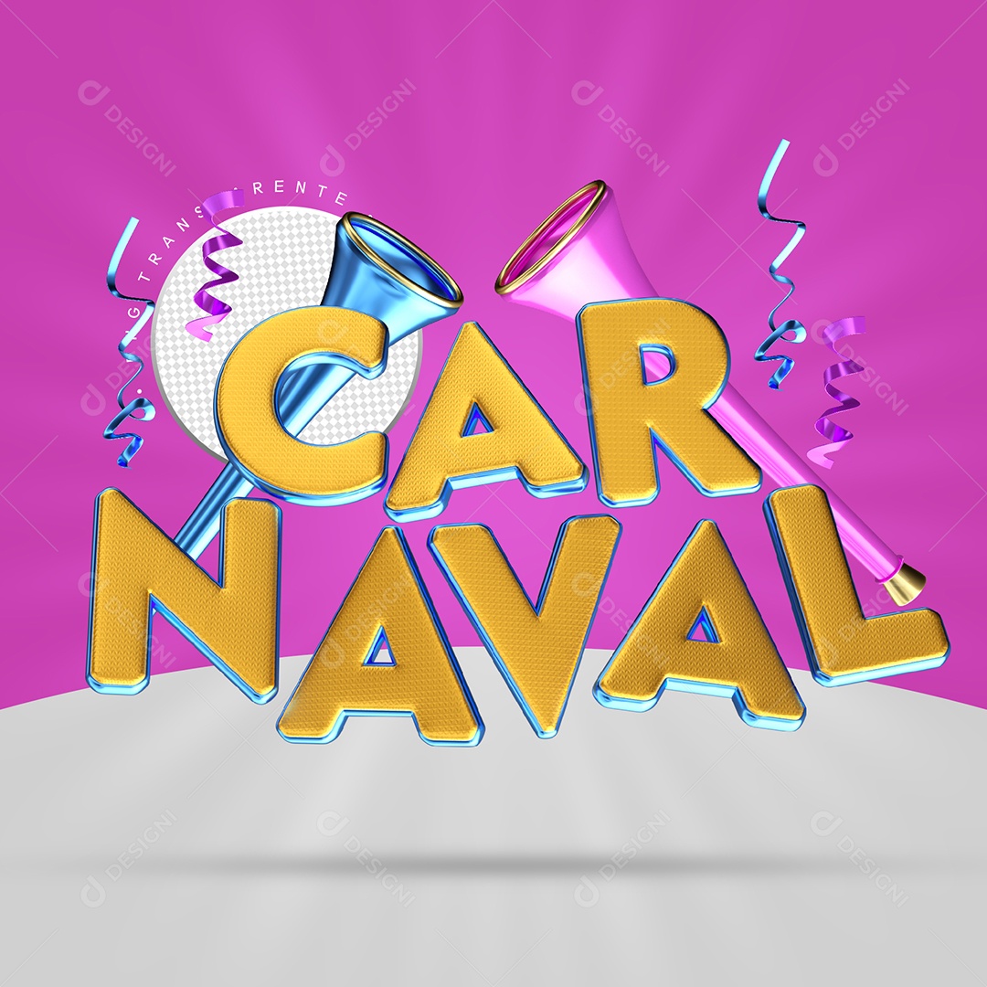 Carnaval Texto 3D para Composição PSD