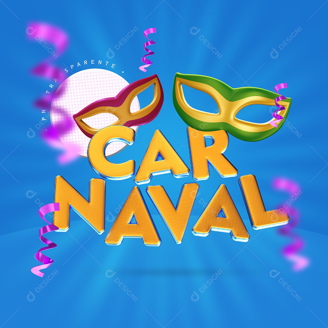 Carnaval Texto 3D para Composição PSD