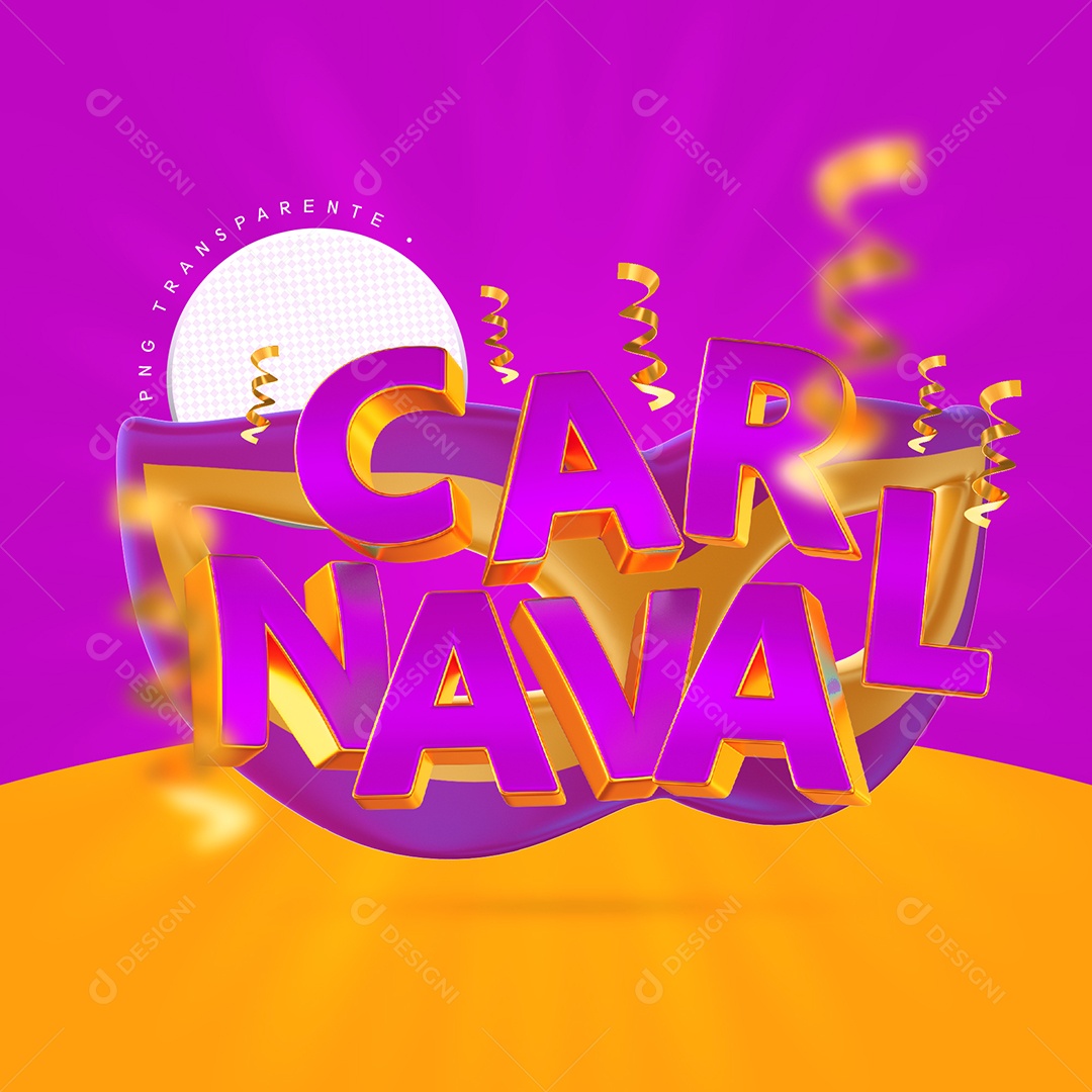 Carnaval Selo 3D Roxo para Composição PSD