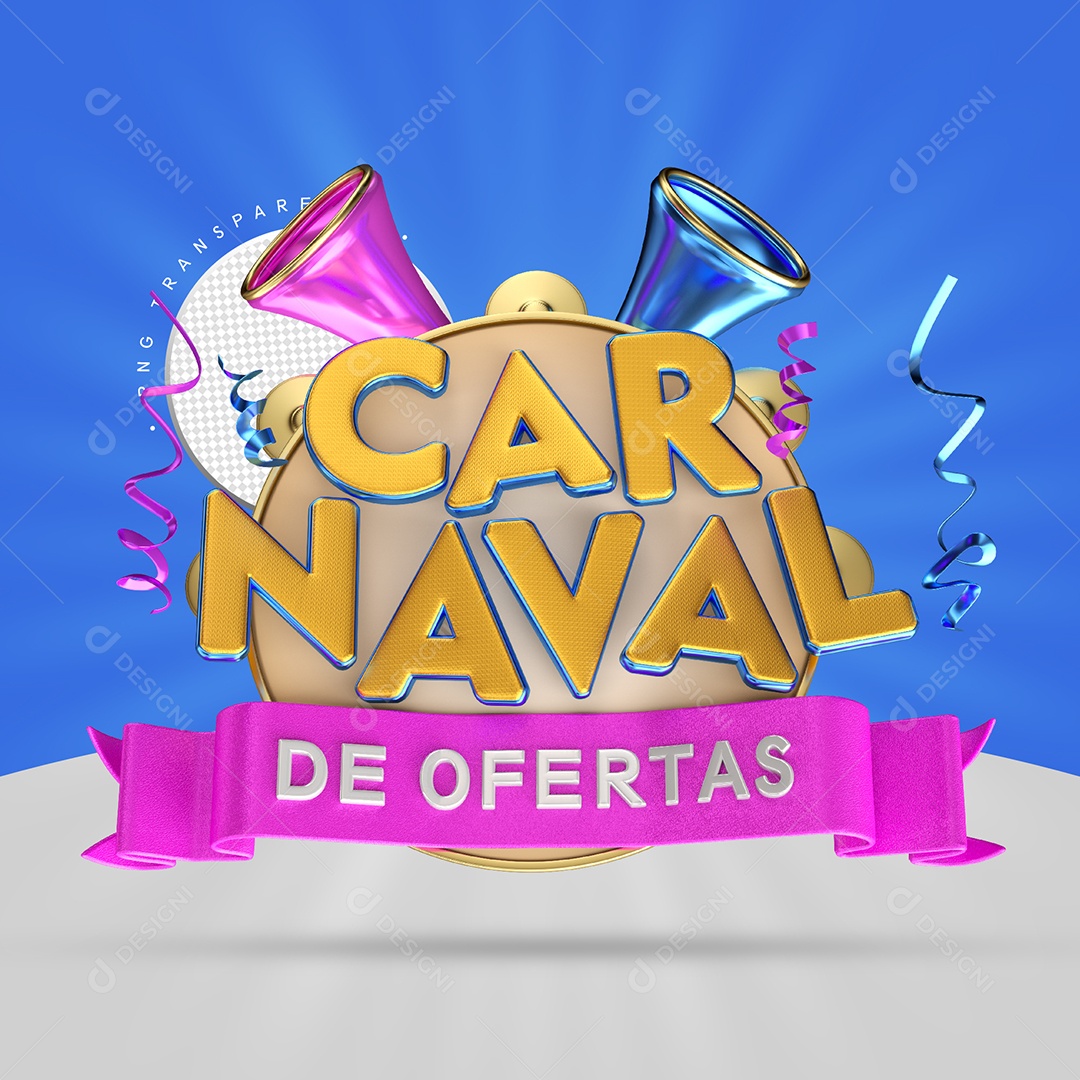 Carnaval de Ofertas Selo 3D para Composição PSD