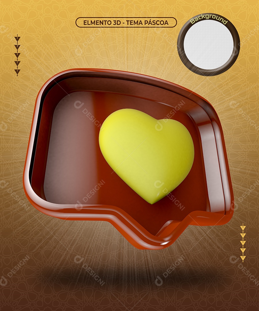 Emoji de Curtida de Páscoa Elemento 3D de Chocolate para Composição PNG Transparente