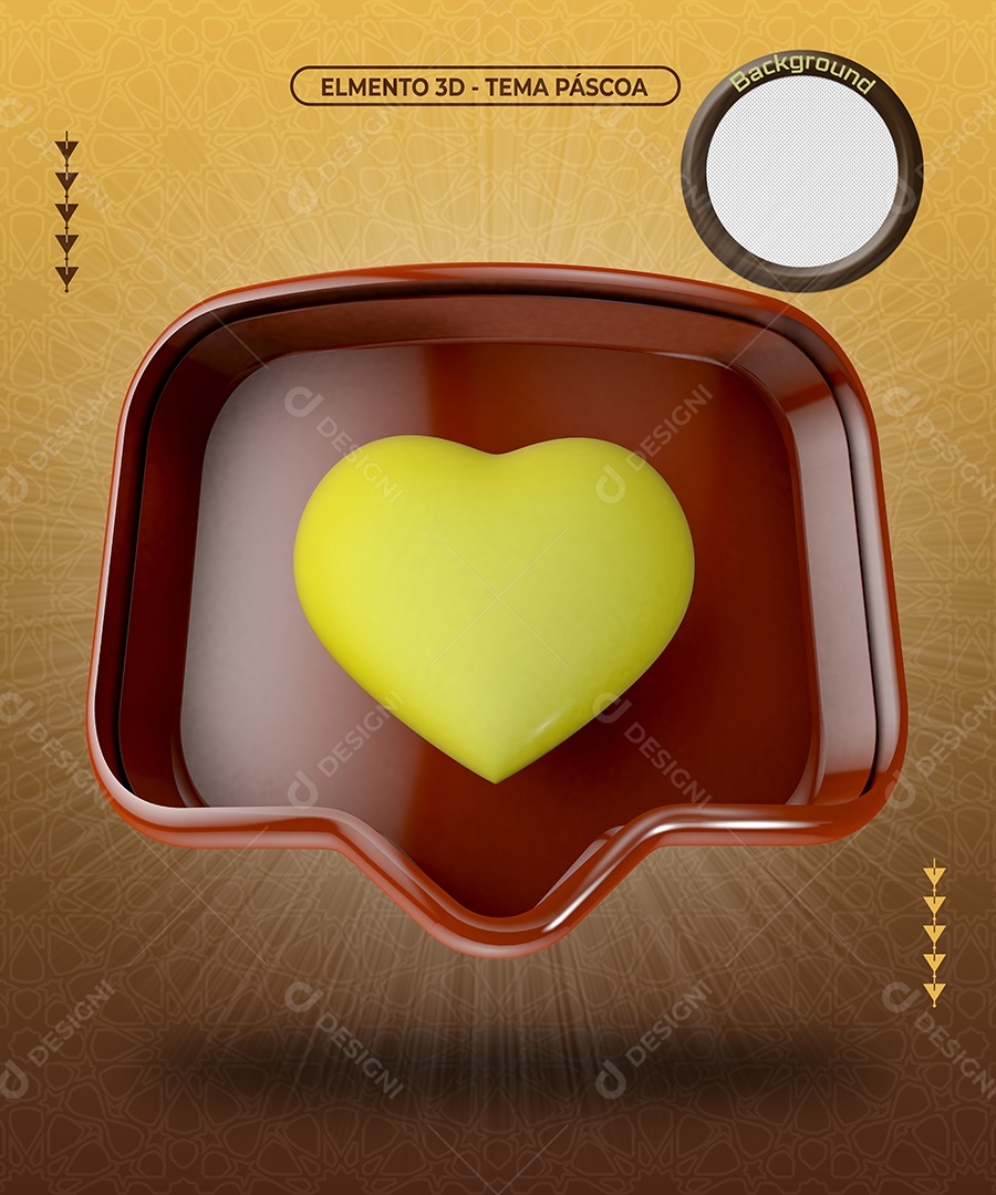 Emoji de Curtida de Páscoa Elemento 3D de Chocolate para Composição PNG Transparente