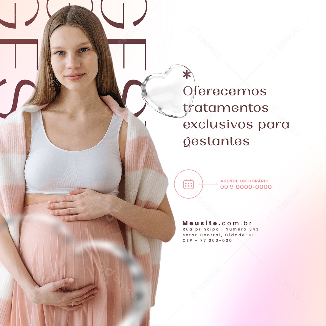 Oferecemos Tratamentos Exclusivos Para Gestantes Clínica de Estética Social Media PSD Editável