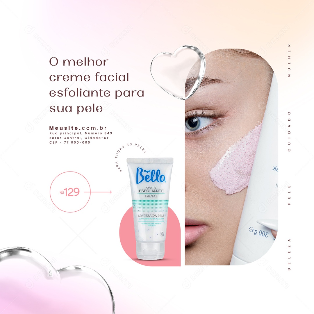 O Melhor Creme Facial Esfoliante Para Sua Pele Clínica de Estética Social Media PSD Editável