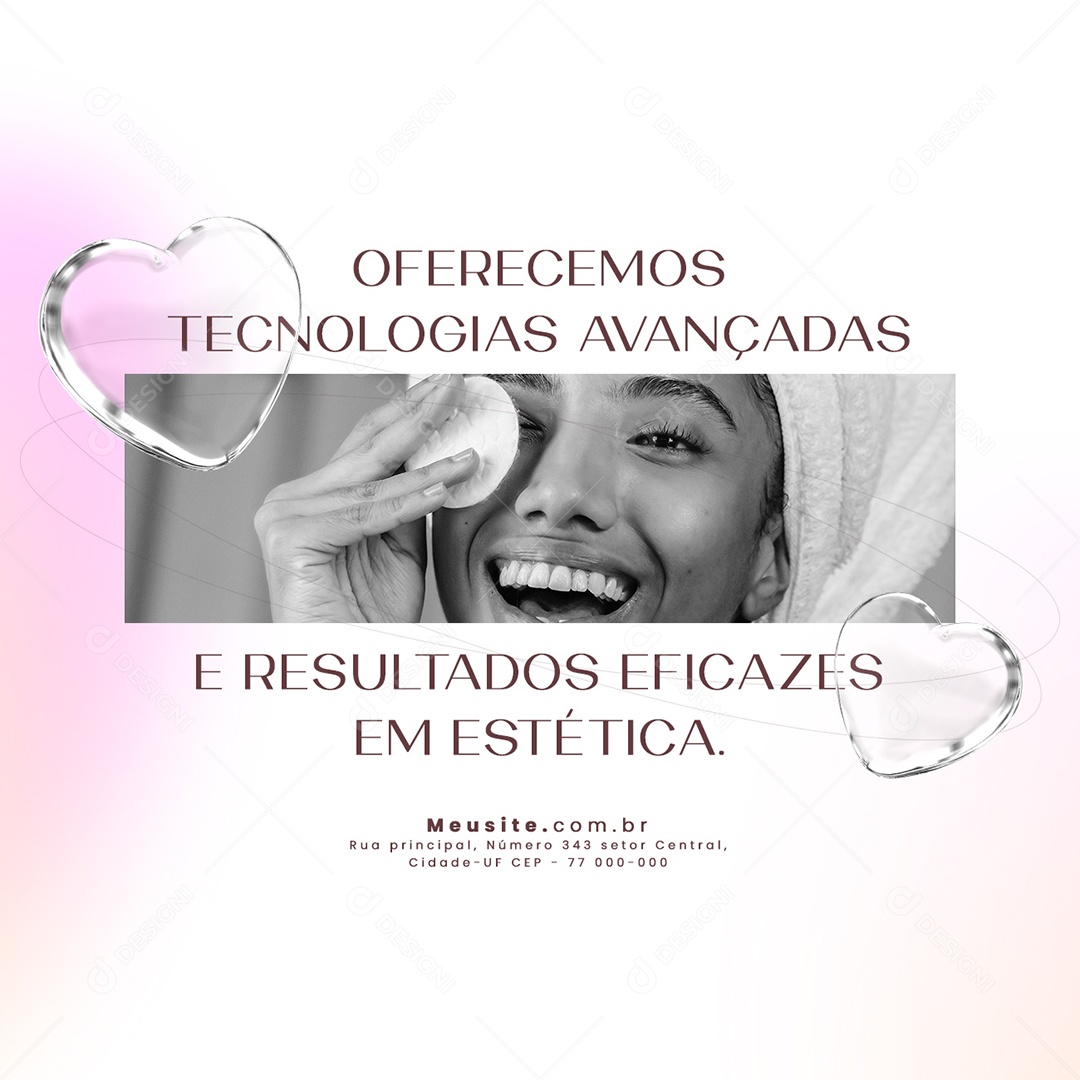 Oferecemos Tecnologias Avançadas e Resultados Eficazes Em Estética Social Media PSD Editável