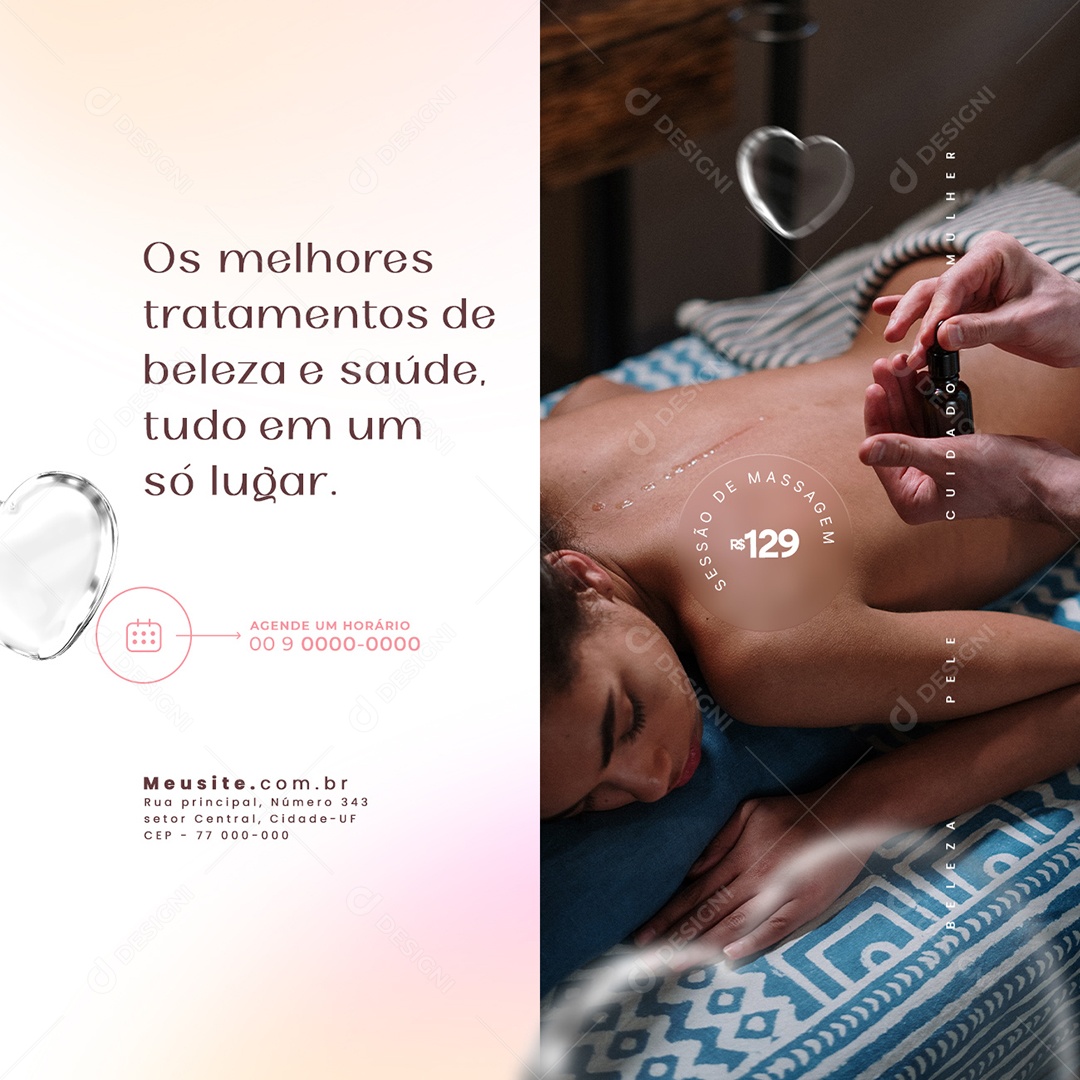 Os Melhores Tratamentos de Beleza e Saúde Clínica de Estética Social Media PSD Editável