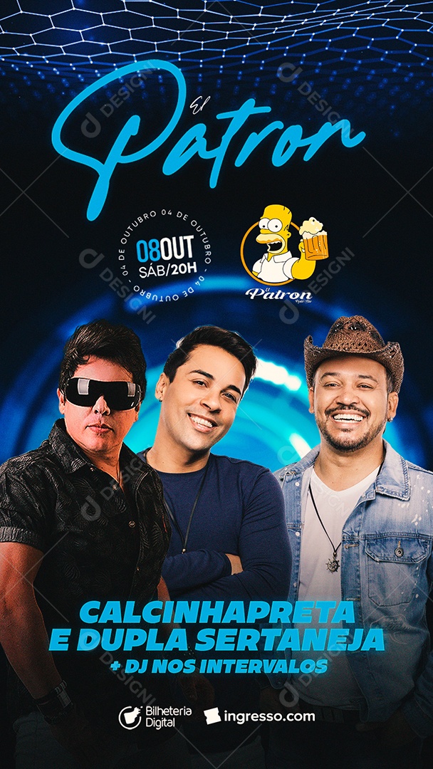 Story El Patron Calcinha Pretae Dupla Sertaneja Flyer Social Media PSD Editável