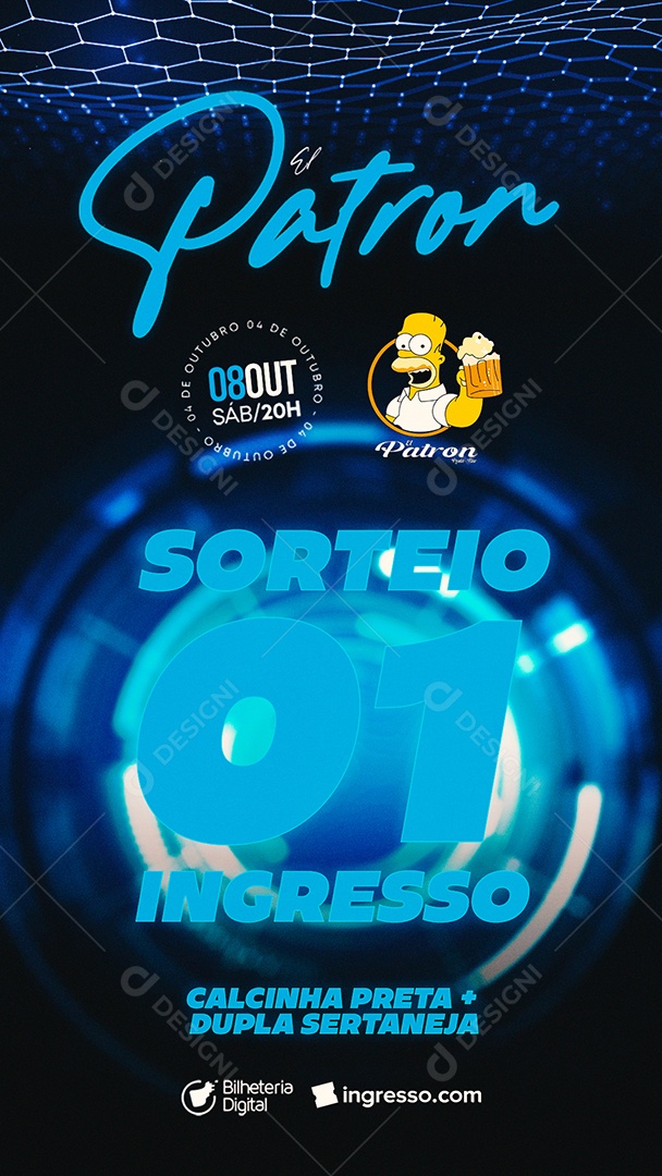 Story El Patron Sorteio 1 Ingresso Calcinha Preta Flyer Social Media PSD Editável