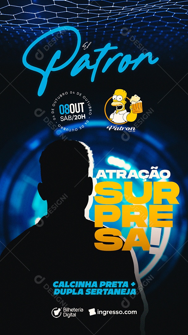 Story Social Media Atração Supresa El Patron Calcinha Preta Flyer PSD Editável