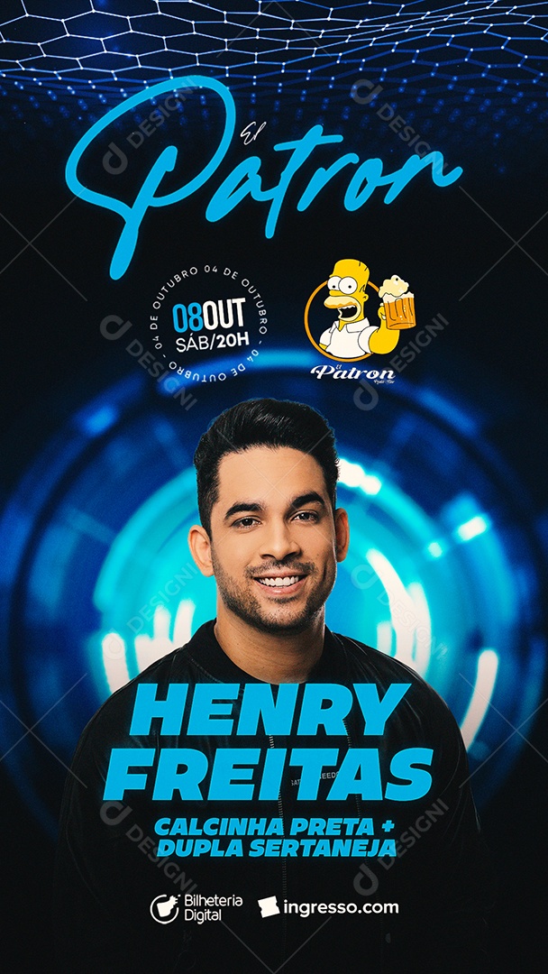 Story El Patron Henry Freitas Calcinha Preta Flyer Social Media PSD Editável